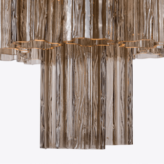 Aurora Lustre Cinq Étage Cannelé Verre Grande Mid Siècle