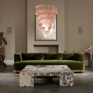 Aurora Lustre Cinq Étage Cannelé Verre Grande Mid Siècle