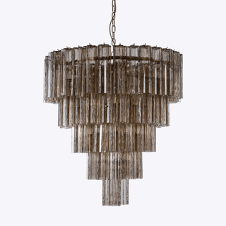 Aurora Lustre Cinq Étage Cannelé Verre Grande Mid Siècle