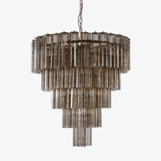 Aurora Lustre Cinq Étage Cannelé Verre Grande Mid Siècle