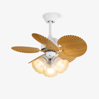 Ventilateur de plafond Aurelia en bois et verre vintage avec lumière