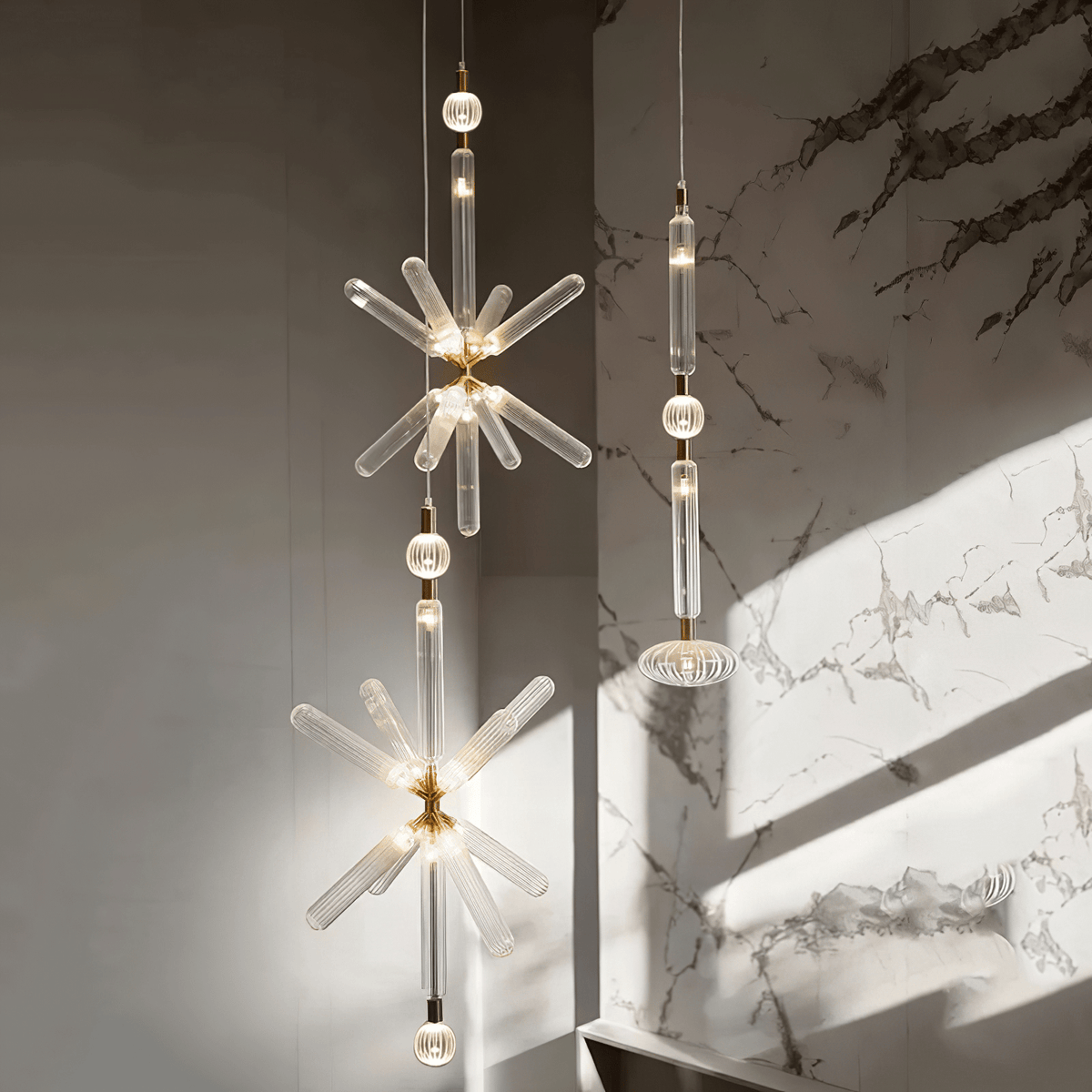 Torilia Lampe à suspension en cristal cylindrique Cipher contemporaine