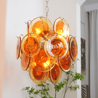 Aurora Lustre en Verre de Murano Orange Disque Superposé
