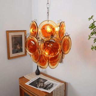 Aurora Lustre en Verre de Murano Orange Disque Superposé