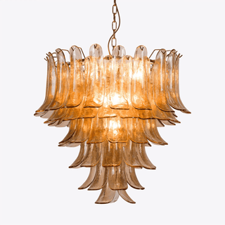 Aurora Lustre Pétale en Verre Murano Ambre Style Milieu de Siècle