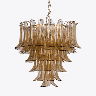 Aurora Lustre Pétale en Verre Murano Ambre Style Milieu de Siècle