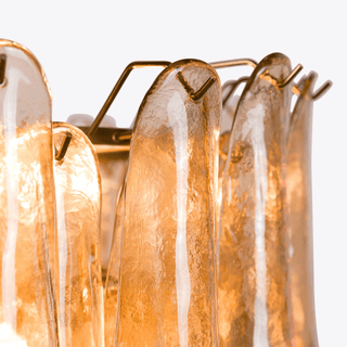 Aurora Lustre Pétale en Verre Murano Ambre Style Milieu de Siècle