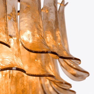 Aurora Lustre Pétale en Verre Murano Ambre Style Milieu de Siècle
