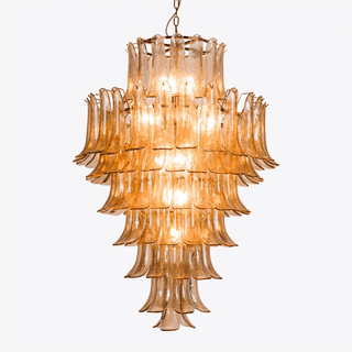 Aurora Lustre Pétale en Verre Murano Ambre Style Milieu de Siècle