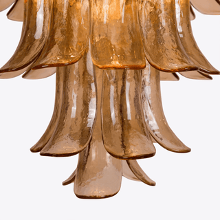 Aurora Lustre Pétale en Verre Murano Ambre Style Milieu de Siècle