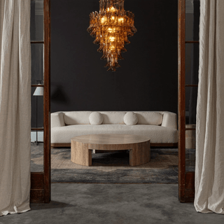 Aurora Lustre Pétale en Verre Murano Ambre Style Milieu de Siècle
