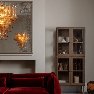 Aurora Lustre Pétale en Verre Murano Ambre Style Milieu de Siècle