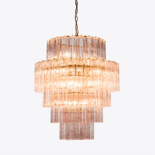 Aurora Lustre Rose Prisme Verre Superposé Élégant