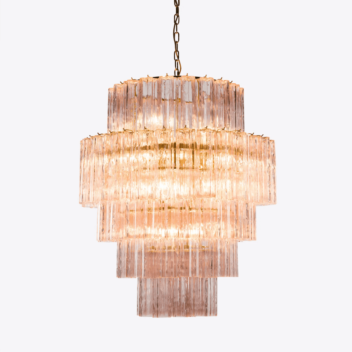 Finnelle Lustre Rose Prisme Verre Superposé Élégant