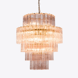 Aurora Lustre Rose Prisme Verre Superposé Élégant