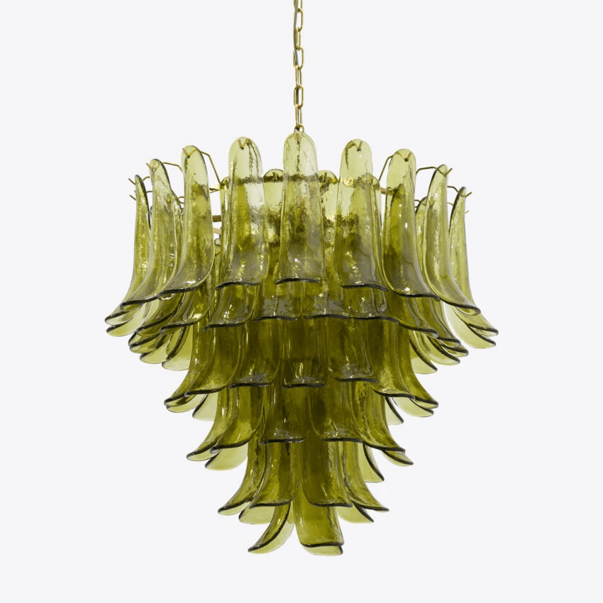 Ravisse Lustre Vert Pétale Verre Superposé Naturel