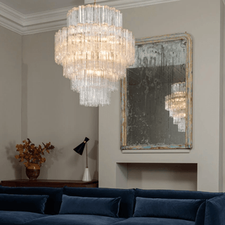 Aurora Lustre Rose Prisme Verre Superposé Élégant