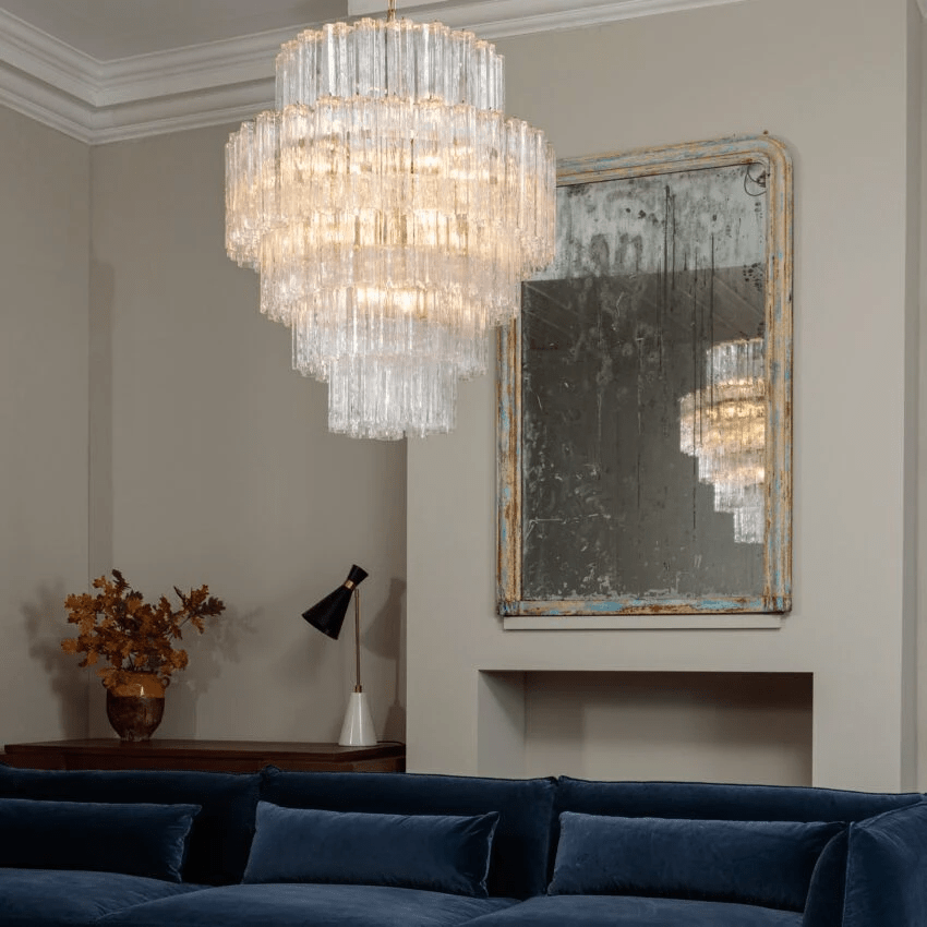 Finnelle Lustre Rose Prisme Verre Superposé Élégant