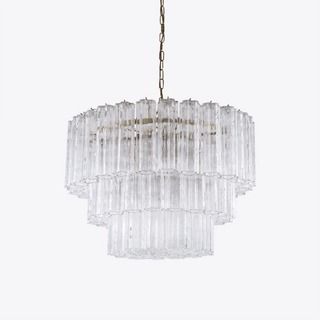 Aurora Lustre Cinq Étage Cannelé Verre Tube Mid Siècle