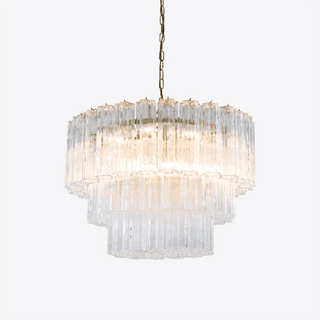 Aurora Lustre Cinq Étage Cannelé Verre Tube Mid Siècle