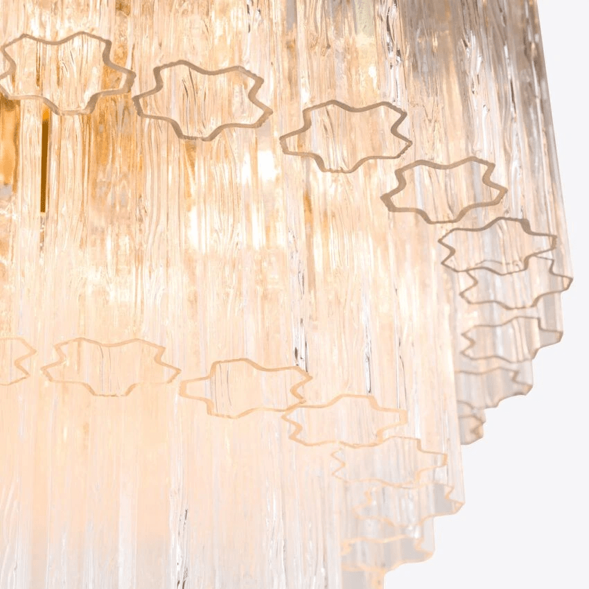 Pavesa Lustre Cinq Étage Cannelé Verre Tube Mid Siècle