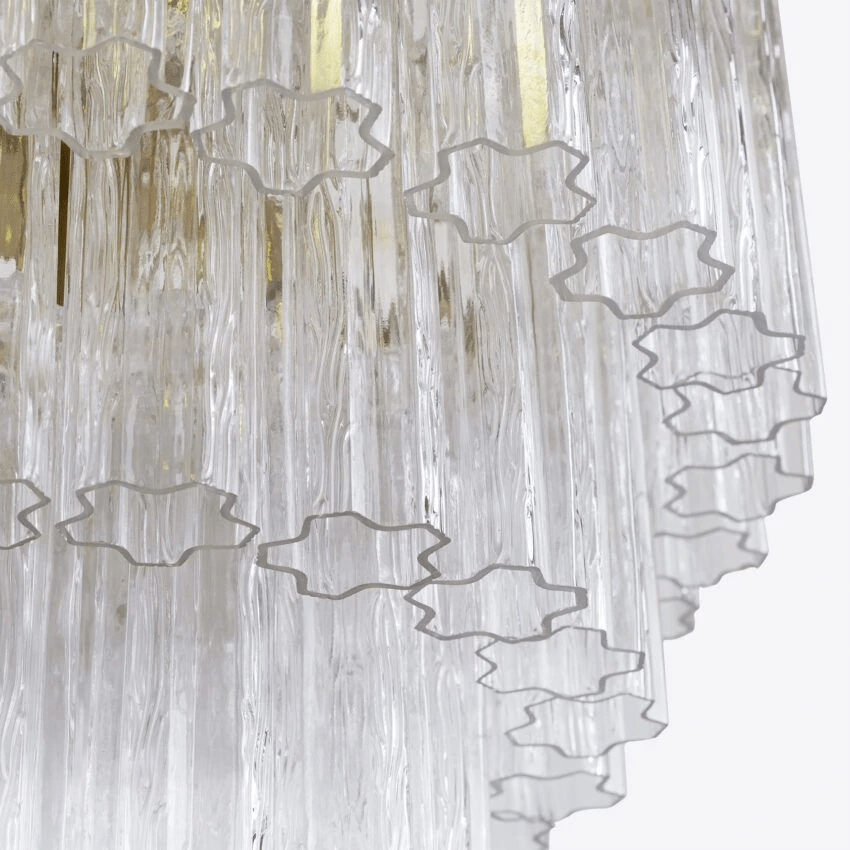 Pavesa Lustre Cinq Étage Cannelé Verre Tube Mid Siècle