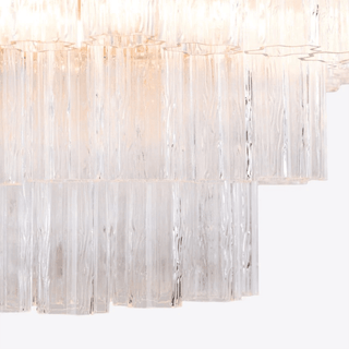 Aurora Lustre Cinq Étage Cannelé Verre Tube Mid Siècle