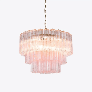 Aurora Lustre Cinq Étage Cannelé Verre Tube Mid Siècle