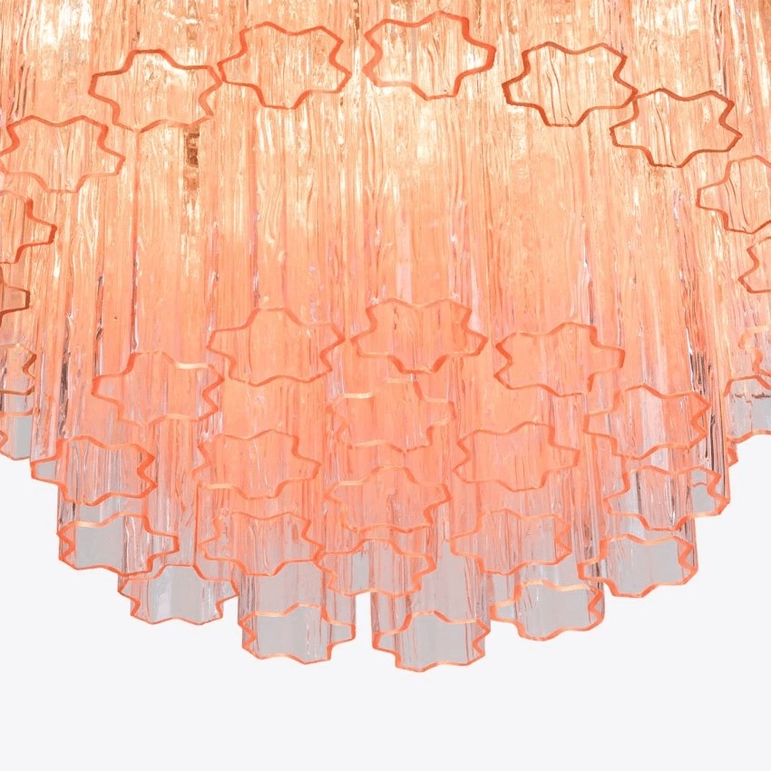 Pavesa Lustre Cinq Étage Cannelé Verre Tube Mid Siècle