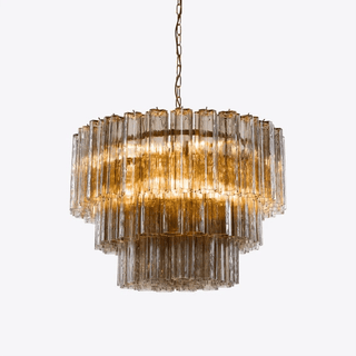 Aurora Lustre Cinq Étage Cannelé Verre Tube Mid Siècle