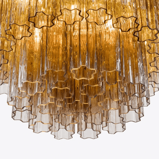 Aurora Lustre Cinq Étage Cannelé Verre Tube Mid Siècle