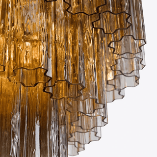 Aurora Lustre Cinq Étage Cannelé Verre Tube Mid Siècle
