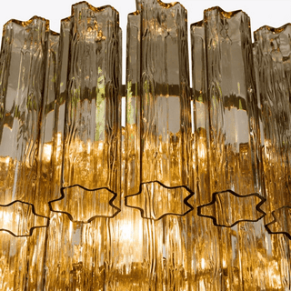 Aurora Lustre Cinq Étage Cannelé Verre Tube Mid Siècle
