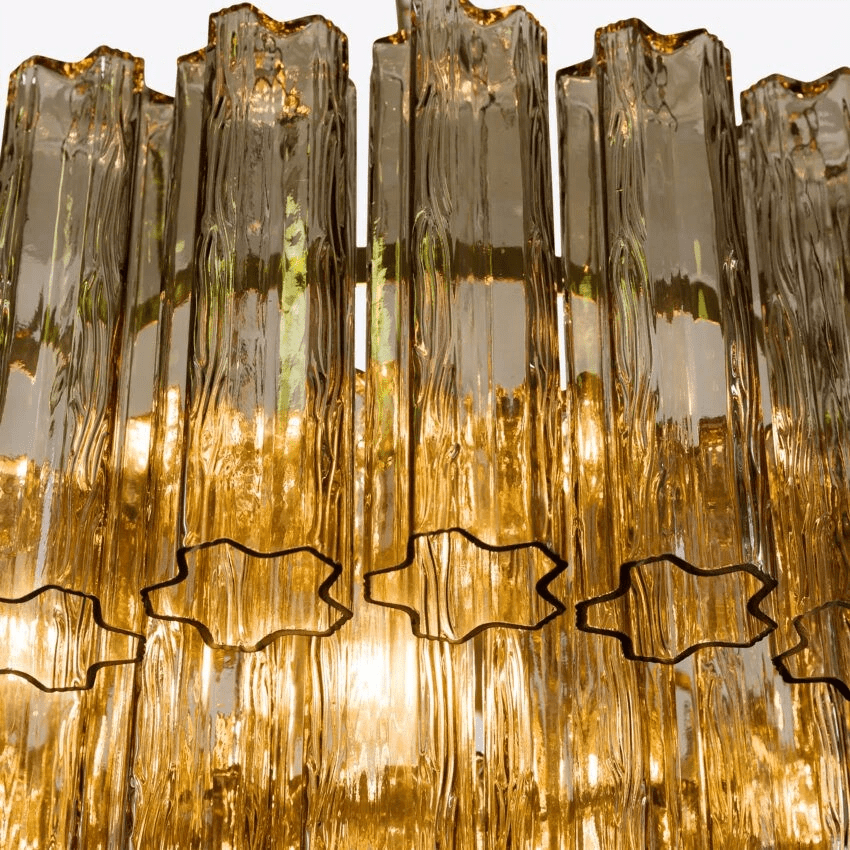 Pavesa Lustre Cinq Étage Cannelé Verre Tube Mid Siècle