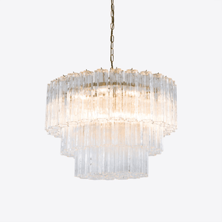 Aurora Lustre Cinq Étage Cannelé Verre Tube Mid Siècle