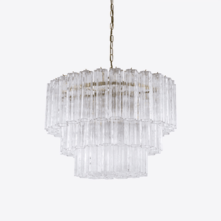 Aurora Lustre Cinq Étage Cannelé Verre Tube Mid Siècle