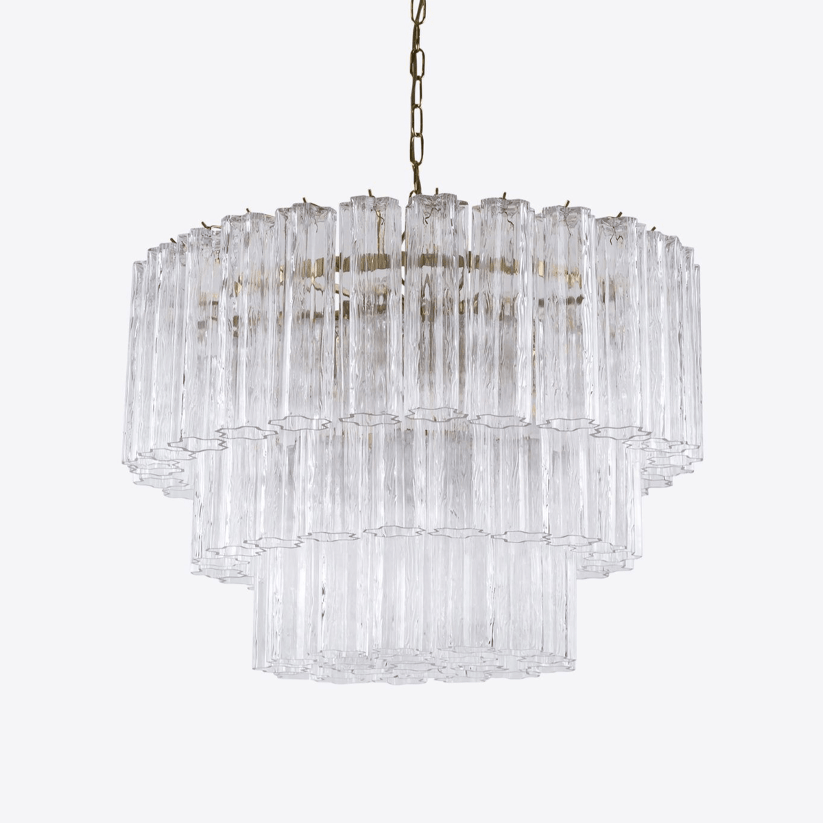 Pavesa Lustre Cinq Étage Cannelé Verre Tube Mid Siècle