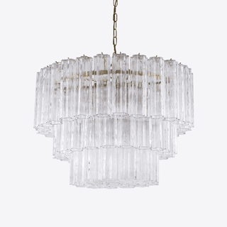 Aurora Lustre Cinq Étage Cannelé Verre Tube Mid Siècle