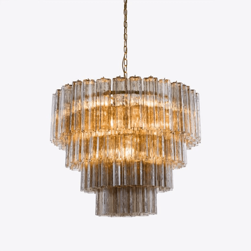 Bastielle Lustre Quatre Étage Cannelé Verre