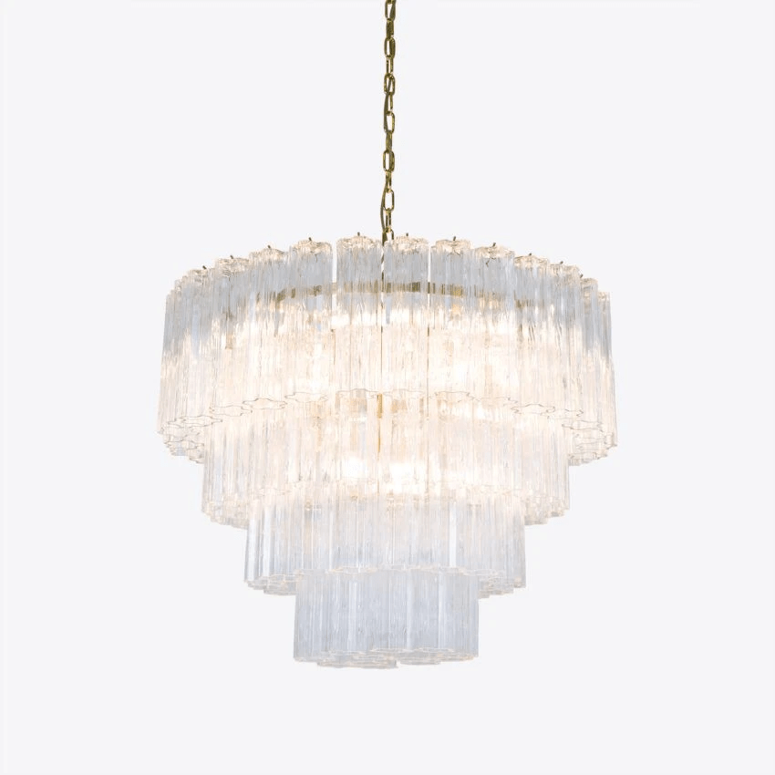 Bastielle Lustre Quatre Étage Cannelé Verre