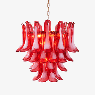 Aurora Lustre Rouge Pétale Verre Superposé Artistique
