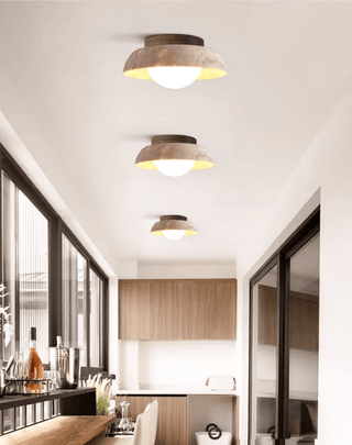 Ashaionis Lampe Plafonnier Disc-Dôme en Travertin