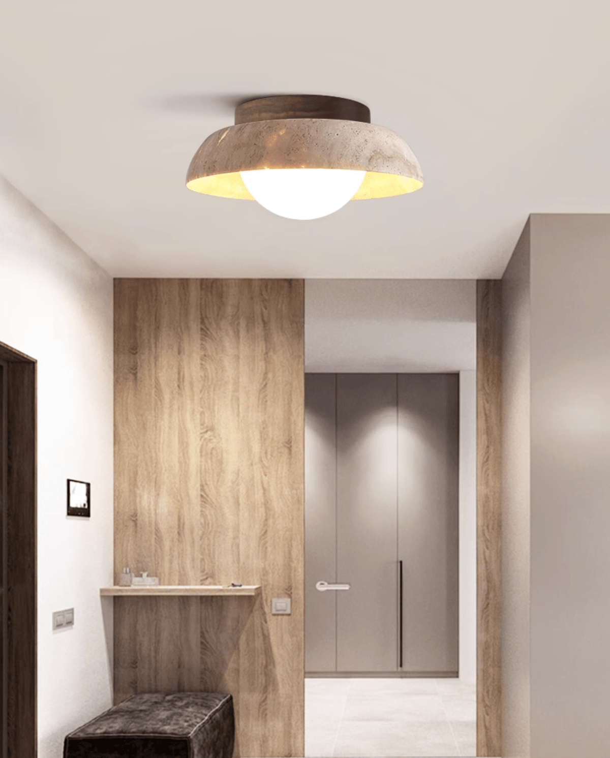 Brinuna Lampe Plafonnier Disc-Dôme en Travertin