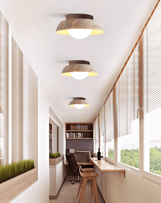 Ashaionis Lampe Plafonnier Disc-Dôme en Travertin