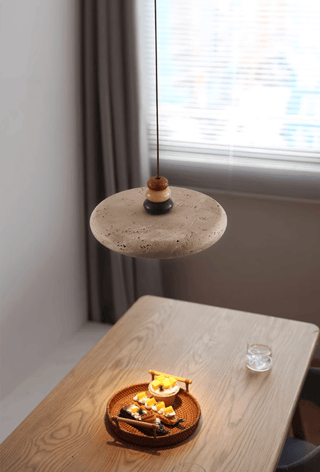 Cuvarora Disque Travertin Pendentif Lumière
