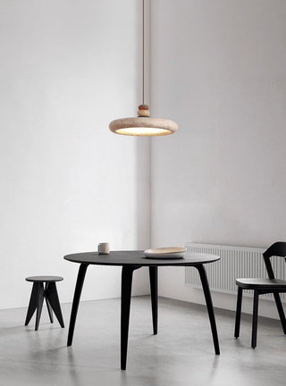 Cuvarora Disque Travertin Pendentif Lumière