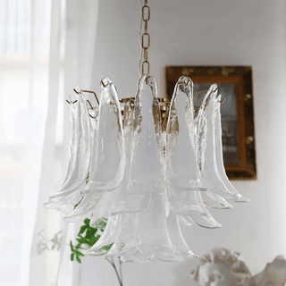Aurora Lustre Murano Verre Feuille Doré