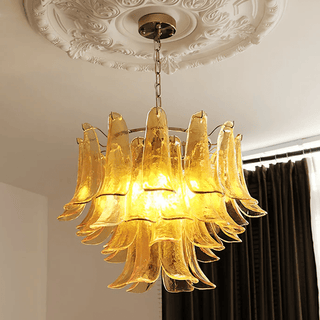 Aurora Lustre Murano Verre Feuille Doré
