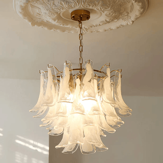 Aurora Lustre Murano Verre Feuille Doré