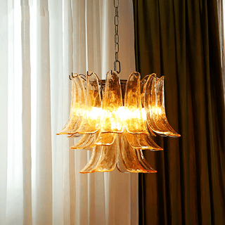 Aurora Lustre Murano Verre Feuille Doré
